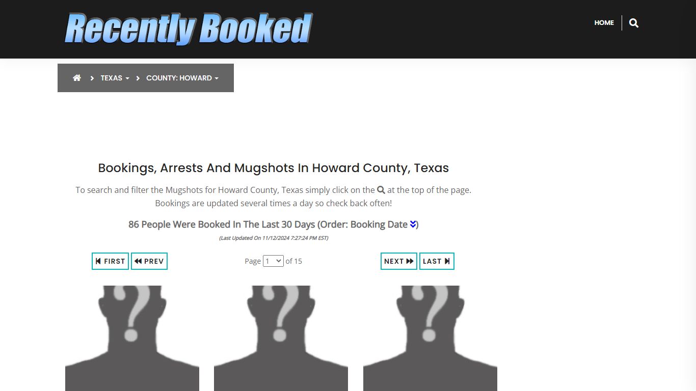 Bookings, Arrests and Mugshots in Howard County, Texas - Recently Booked