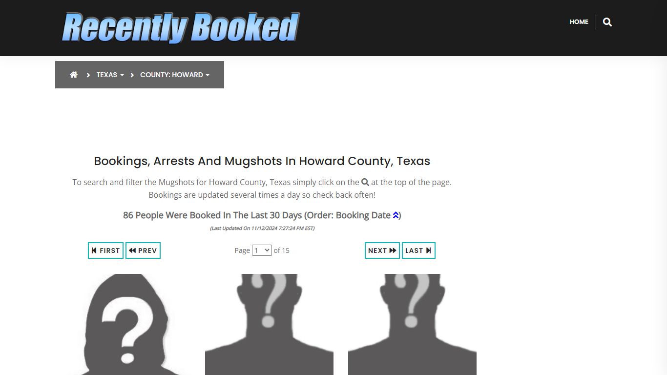 Bookings, Arrests and Mugshots in Howard County, Texas - Recently Booked