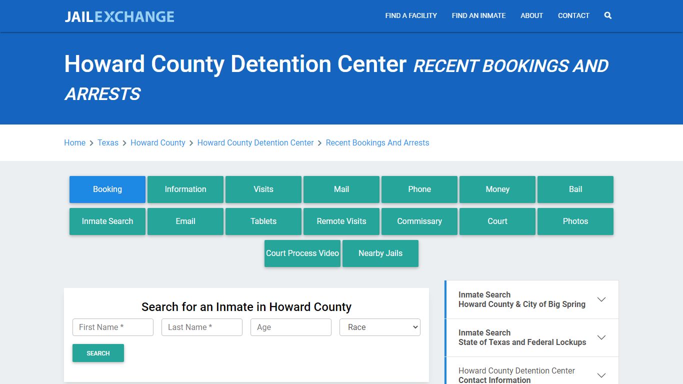 Howard County Detention Center Recent Bookings And Arrests - Jail Exchange